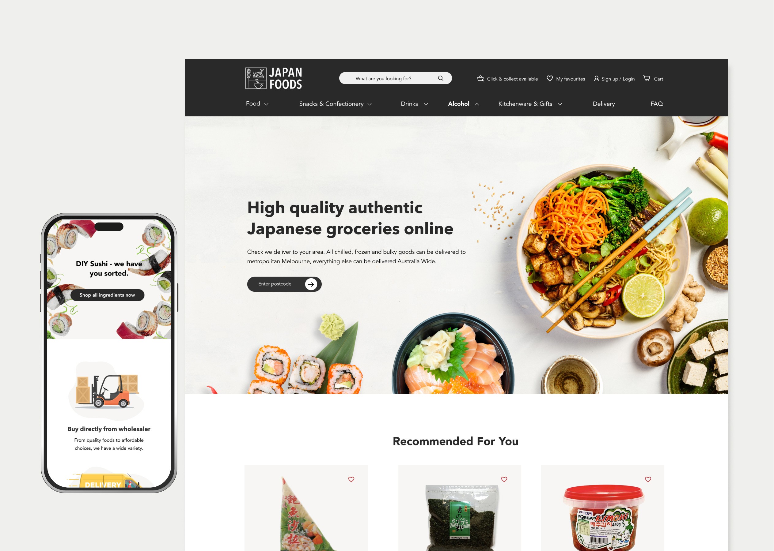 Japan Foods website and mobile app