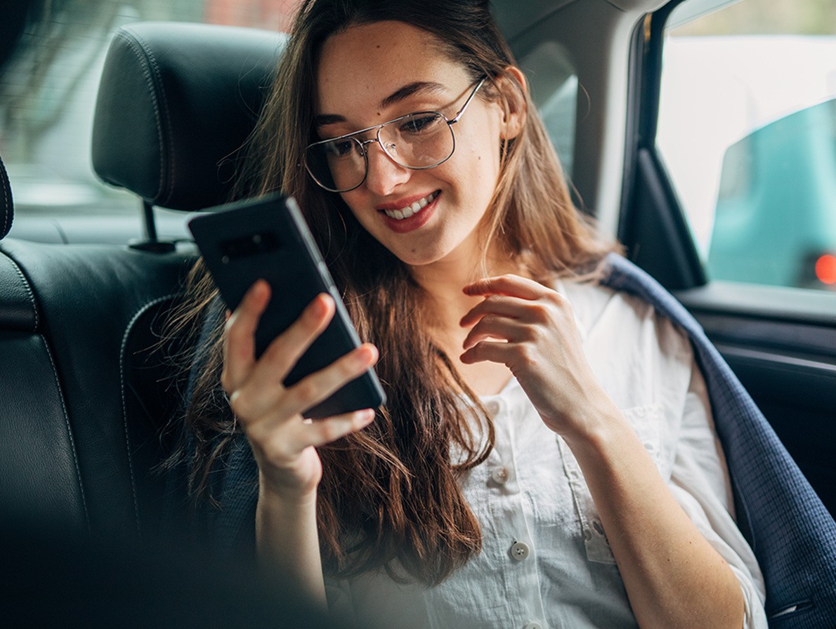 AI insights leader: girl on mobile phone in car