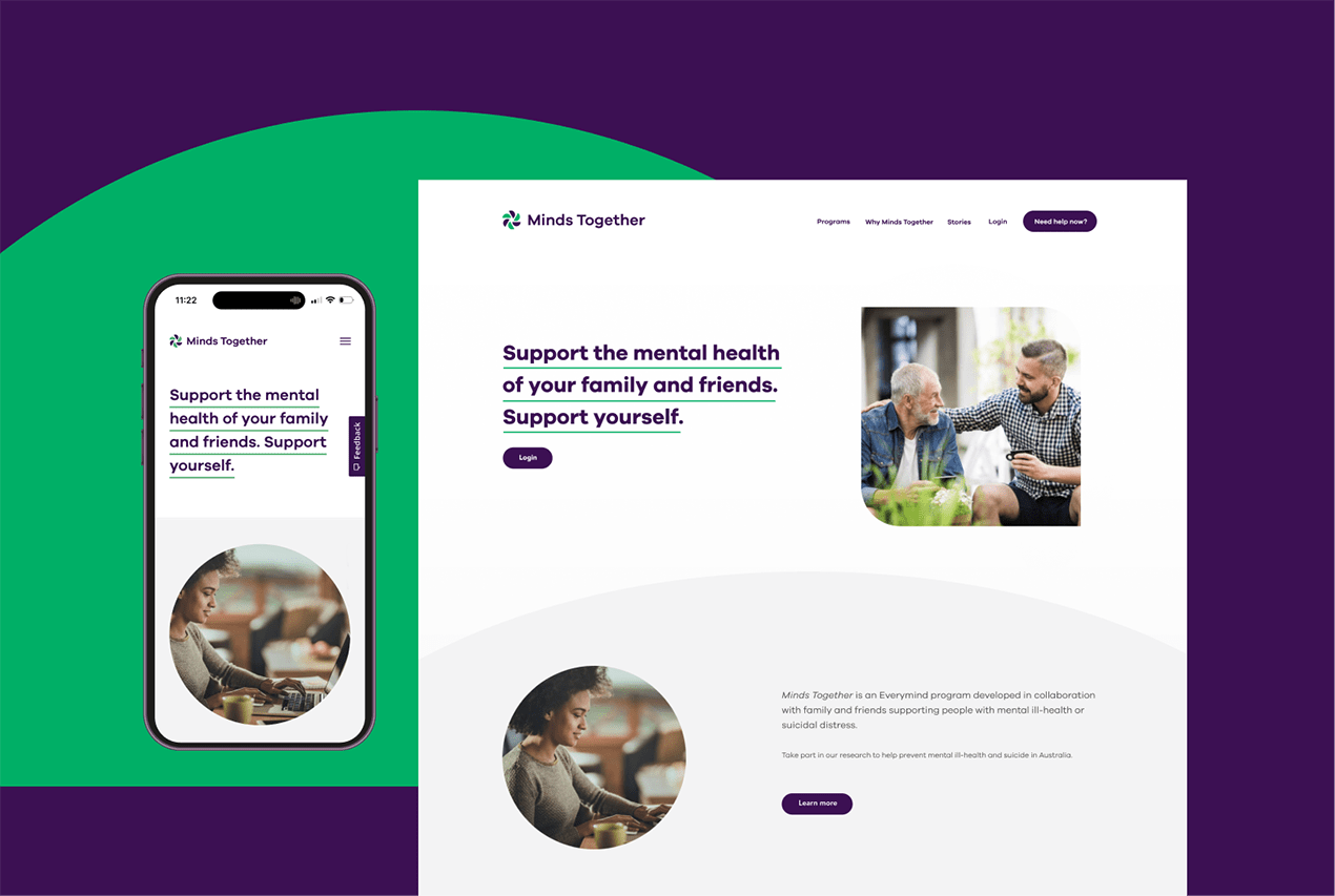 Minds Together website and mobile version